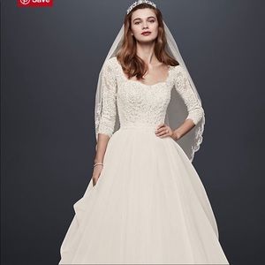 Oleg Cassini 3/4 Sleeve Wedding Dress